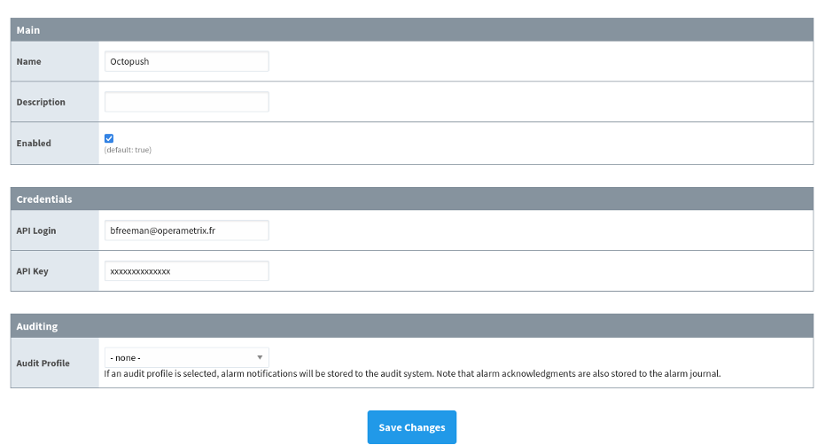 Alarm Notification Profile Settings
